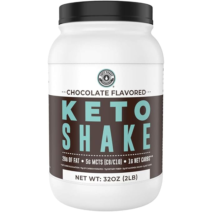 Keto Meal Replacement Shakes, Chocolate, 2lbs, Low Carb Keto Protein Shake Mix, MCT Powder, Grass Fed Hydrolyzed Collagen Peptides, Keto Breakfast Shake, 20g Fat, 14g Protein, 1 Net Carb, Zero Sugar-FlexoryFit