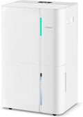 COSTWAY 96 Pints Dehumidifier for Basement, 8000 Sq.Ft Dehumidifier with 24H Timer, 3-Color Indicator, 1.2 Gallon Water Tank, Drain Hose & Wheels for Bathroom, Bedroom