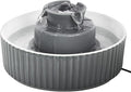 Ceramic Cat Water Fountain, 2.1L/71oz Cupcake Pet Water Fountain for Cats and Dogs, Automatic Pet Drinking Fountain with Pump, and Filter & Foam (Dark Grey)