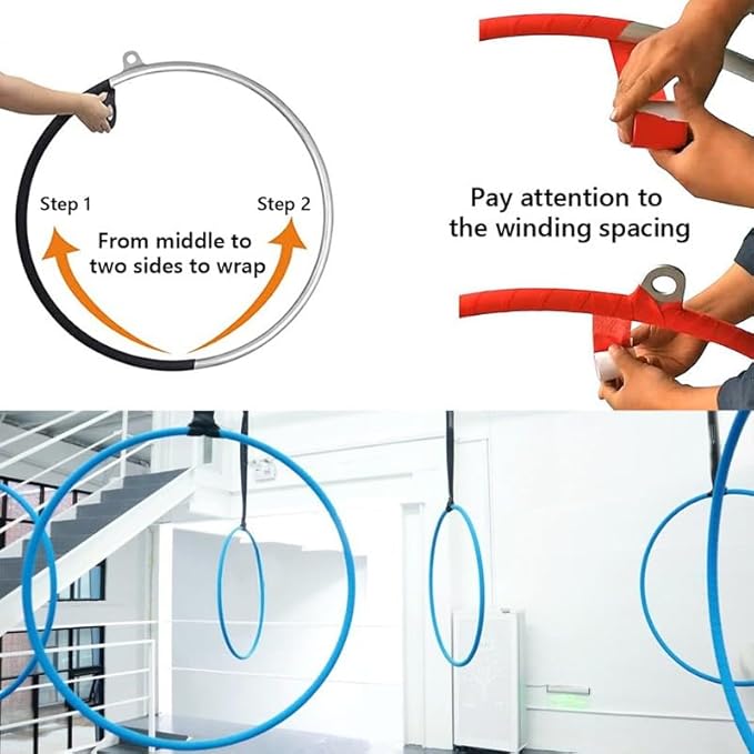 PRIOR FITNESS Premium Lyra Hoop Tape, Aerial Lyra Hoop Anti Skid Tape, 16.4ft/5m Aerial Hoop Lyra Tape Non-Slip Grip Tapes Yoga Rig Tape for Exercises Gymnastics Acrobatics Kinesiology-FlexoryFit