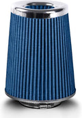 4-Inch Cold Air Intake Filter - Washable, High Performance, 3" or 3-1/2" or 4" Clamp-On Replacement Air Filter Blue (8" Tall)
