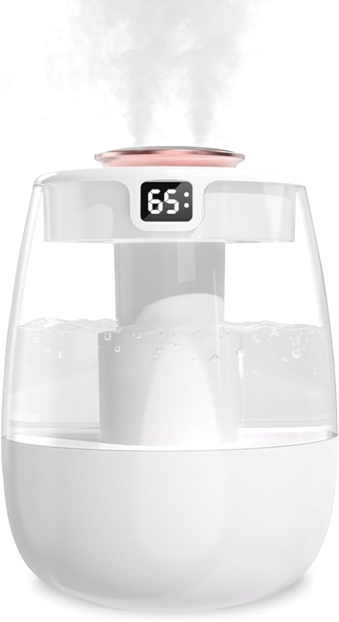VENTISOL Small Humidifier for Bedroom, 1.3L Portable Cool Mist Humidifie with Light and 10/20 H Timer Sprays, Mini Personal Desk Air Humidifier with USB Cable, for Small Room, Plants