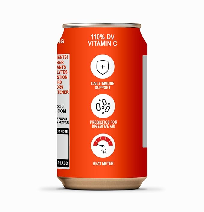 '+GNGR Sparkling Vitamin C Prebiotic Drink - Caffeine free - 5g Prebiotic Fiber - Orange Juice - Ginger Juice - Turmeric - Acerola - Apple Cider Vinegar - Prebiotic Soda - Immunity (12 oz - 12 Pack)-FlexoryFit