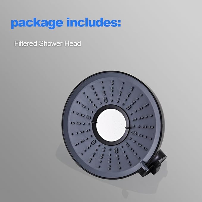 Filtered Shower Head Black - 8 Inches High Pressure Fixed Rain Showerhead with 18-Stage Filter for Hard Water Softener - Reduces Chlorine and Heavy Metals