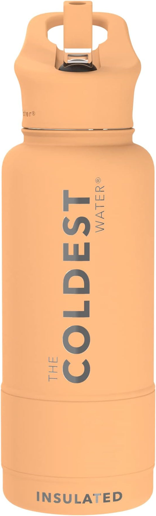 Coldest Insulated Water Bottle with Straw Lid - Stainless Steel Metal Insulated Bottle for Men & Women (Sahara Peach, 32 oz)