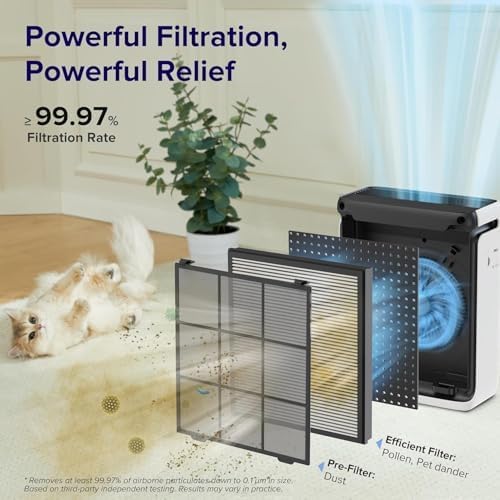 LEVOIT Vital 100S-P Replacement Filter, Genuine Air Purifier Filters, Supports HEPA Sleep Mode, High-Efficiency Activated Carbon for Removal of Smoke, Odor, Allergens, Pollen, Vital 100S-RF, 1 Pack