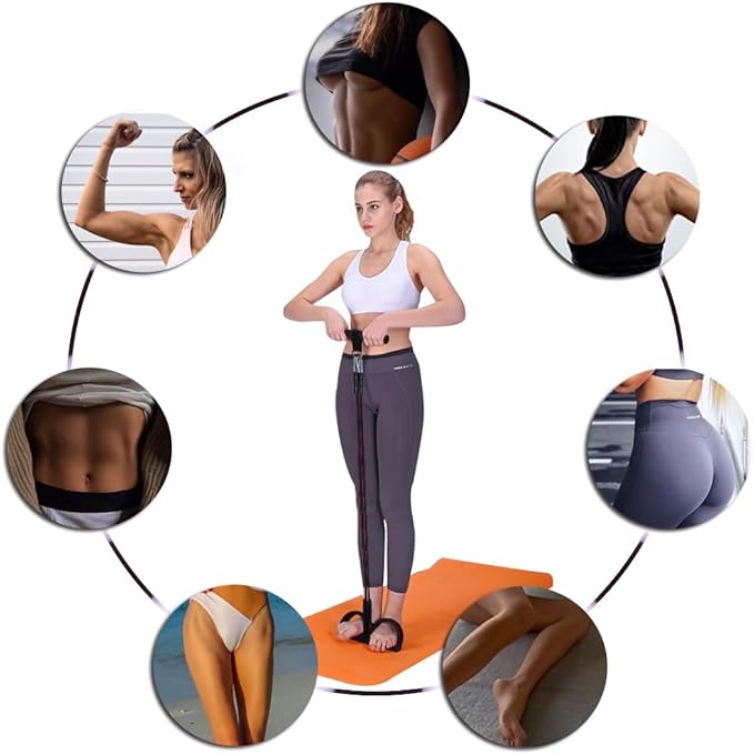 Pedal Resistance Band, 4-Tube Elastic Pull Rope, Sit-up Equipment, Yoga Strap Bodybuilding Expander, Exercise Bands, Fitness Equipment for Abdomen, Waist, Arm, Leg Stretching Slimming Training-FlexoryFit