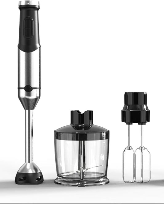 Immersion Blender, Hand Blender Heavy Duty Copper Motor, Stainless Steel Smart Stick with Egg Beaters, Chopper/Food Processor-FlexoryFit