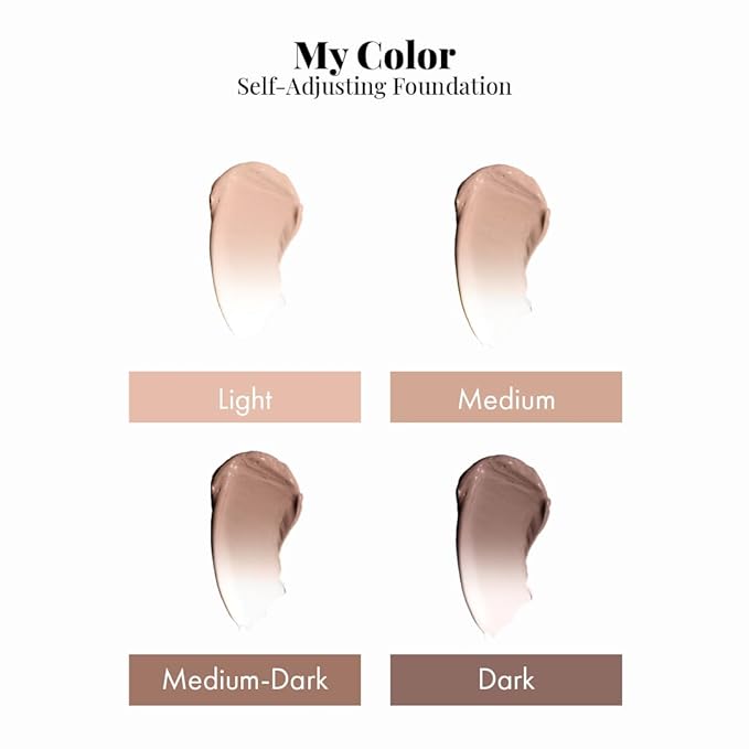 Jerome Alexander My Color Self-Adjusting Foundation, Hydrating & Lightweight Face Makeup, Skincare-Infused, with Kabuki Brush, Medium Dark, 1 oz-FlexoryFit