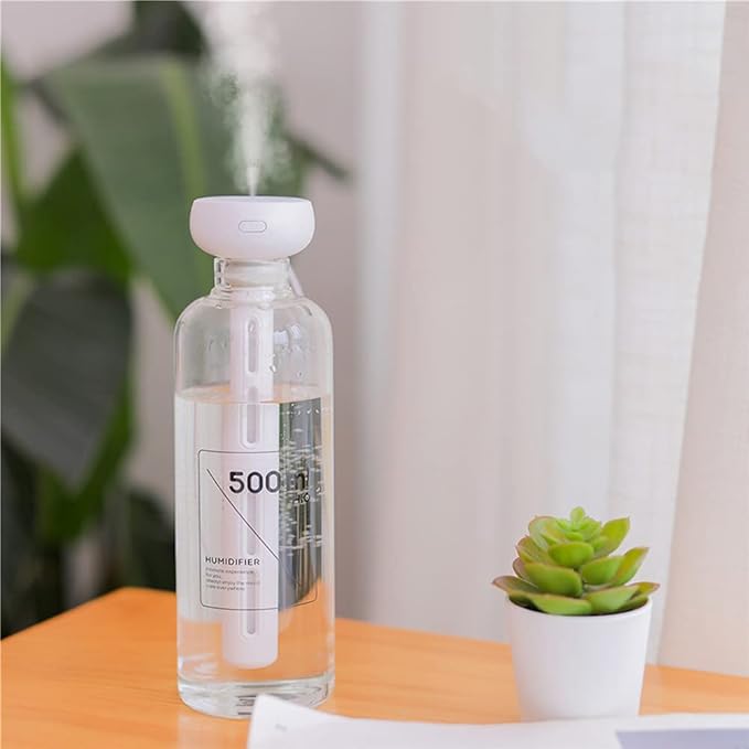 Mini Portable Lightweight USB Powered Travel Personal Smart Humidifier with LED Color Ambient Lights for Car/Bedroom/Office/Plants