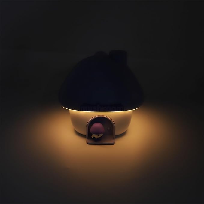 Travel Portable Cute Mushroom House Design Humidifier with Night Light, Personal 300ml Silent Humidifier for Office, Bedroom Car
