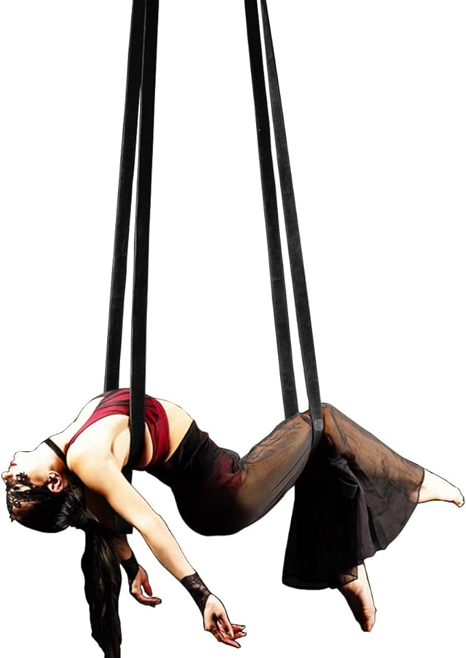 8.2ft 2.5m Aerial Straps Ropes Yoga Aerial Acrobatics Body Aerial Loop Trapeze Circus Apparatuses Equipment Three-Layer Straps 1 pairs-FlexoryFit