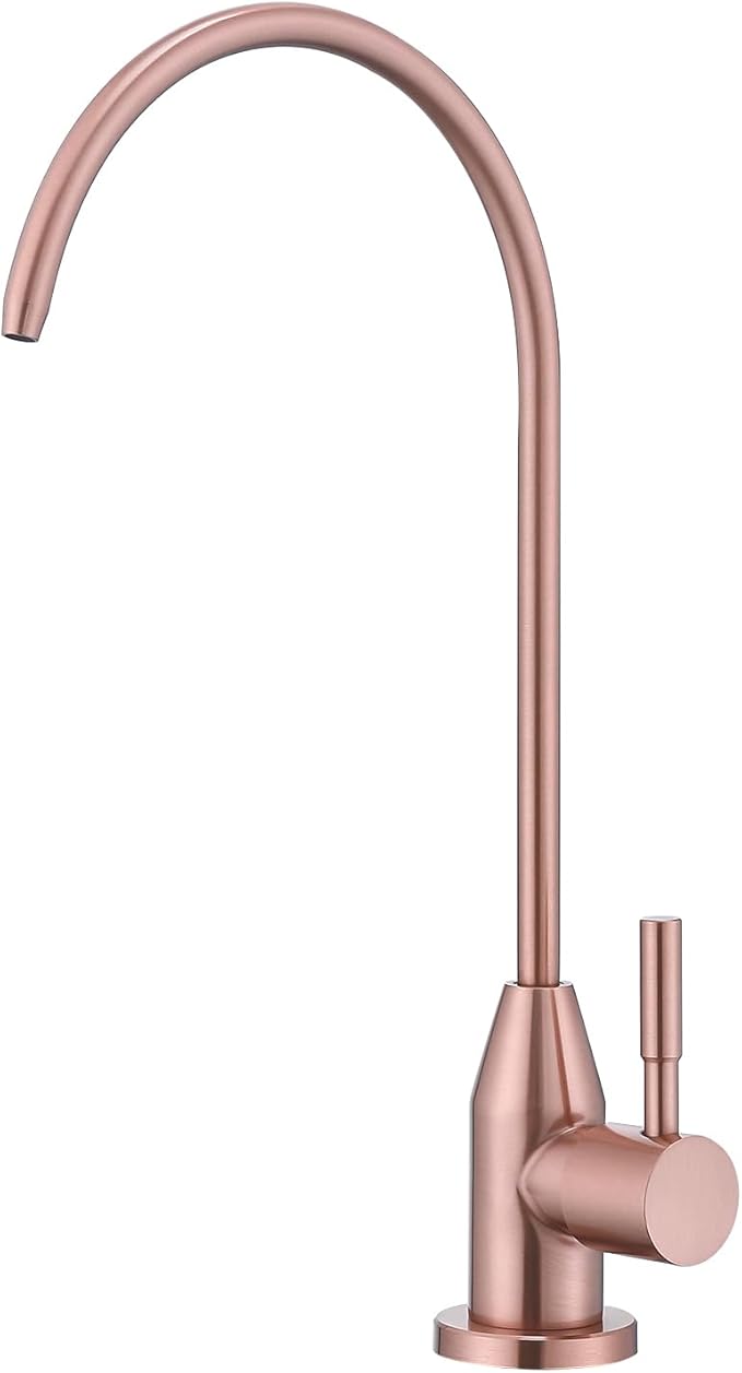 Drinking Water Faucet, Red Copper RO Faucet SUS 304 Stainless Steel for Under Sink Water Filter System Reverse Osmosis Non-Air Gap for Kitchen