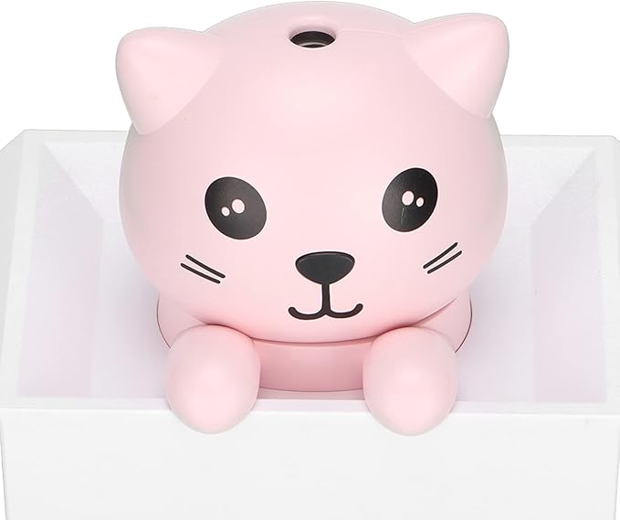 330ml Air Humidifier, Mute Adjustable Fog Mode Cat Shape Portable Humidifier with Color LED Light for Office Bedroom Car