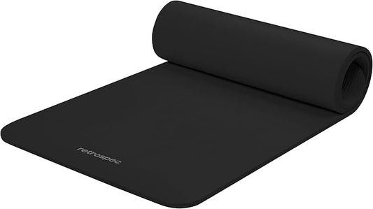 Retrospec Solana Yoga Mat 1/2" Thick w/Nylon Strap for Men & Women - Non Slip Exercise Mat for Yoga, Pilates, Stretching, Floor & Fitness Workouts-FlexoryFit