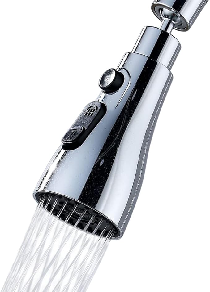 360° Rotating Faucet Aerator, Three-Function Kitchen Sink Sprayer Attachment – Standard 55/64'' Female Thread, Easy-Install Faucet Replacement Part（Adapter Included）