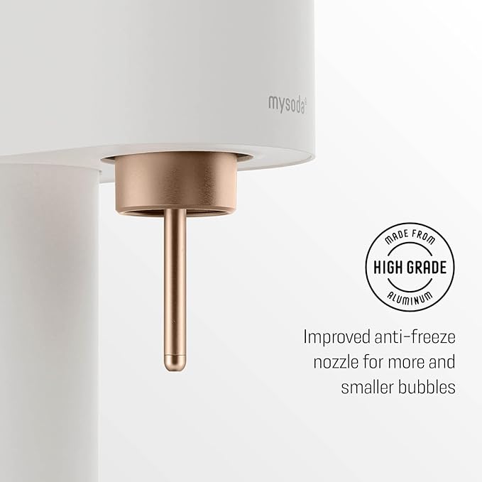 Ruby 2 Sparkling Water Maker - Soda Streaming Machine Silent Carbonated Water Machine Robust Long-Lasting Aluminium Soda Maker 1L Water Bottle Without CO2 Cylinder - White Copper Soda Machine