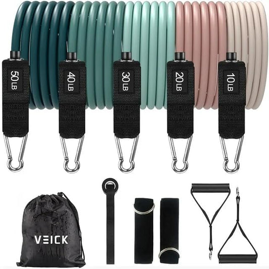 VEICK Resistance Bands, Exercise Bands, Workout Bands, Resistance Bands for Working Out with Handles for Men and Women, Exercising Bands for Fitness Weights Work Out at Home-FlexoryFit
