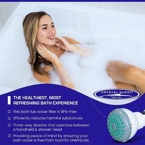 Crystal Quest Luxury Shower Power Handheld & Shower Head Combo Filtration System-White - BPA Free | 1.25-2.5 GPM | Reversible Cartridge | Great for Dechlorination