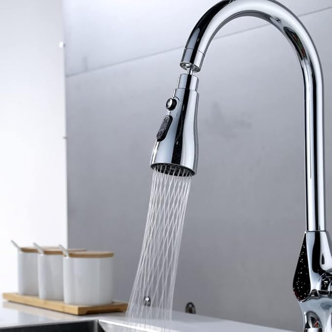 360° Rotating Faucet Aerator, Three-Function Kitchen Sink Sprayer Attachment – Standard 55/64'' Female Thread, Easy-Install Faucet Replacement Part（Adapter Included）