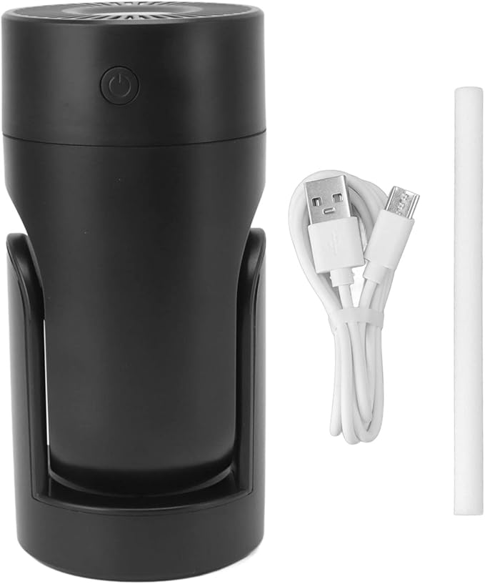 Portable Mini Humidifier,USB Automatic Rotating Super Quiet Small Desktop Cool Mist Humidifier for Bedroom Office Car Travel (Black)