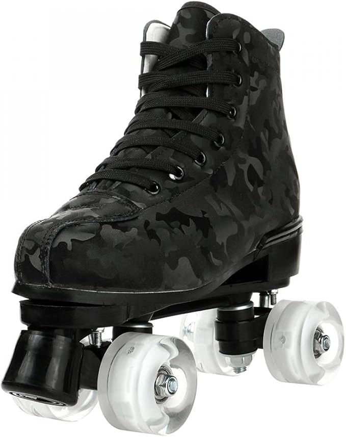 Roller Skates for Women and Men Cowhide High-Top Shoes Classic Double-Row Roller Skate Four-Wheel Roller Skates for Men Girls Unisex Christmas-FlexoryFit