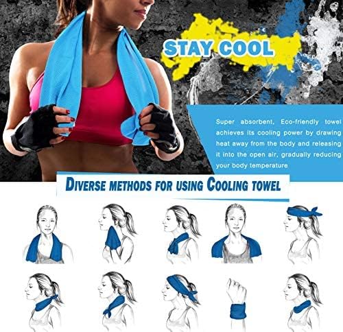 8 Packs Cooling Towel (40 x 12), Ice Towel, Microfiber, Soft Breathable Chilly Towel Stay Cool for Yoga, Workout, Sport, Gym, Camping, Fitness, Running, Workout & More Activities - Multicolor-FlexoryFit