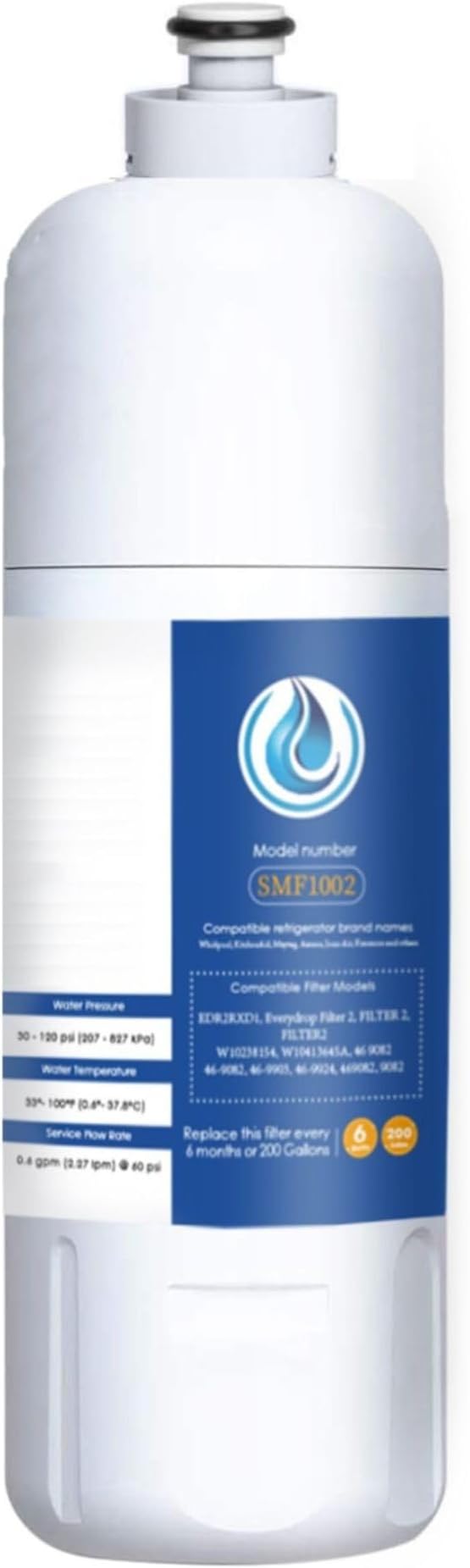 EDR2RXD1 W10413645A Water Replacement, Compatible with W10413645A, EDR2RXD1, KAD2RXD1, WHR2RXD1, Kenmore 46-9082, 9082, 46-9903, P9RFKB2L, 1 Count