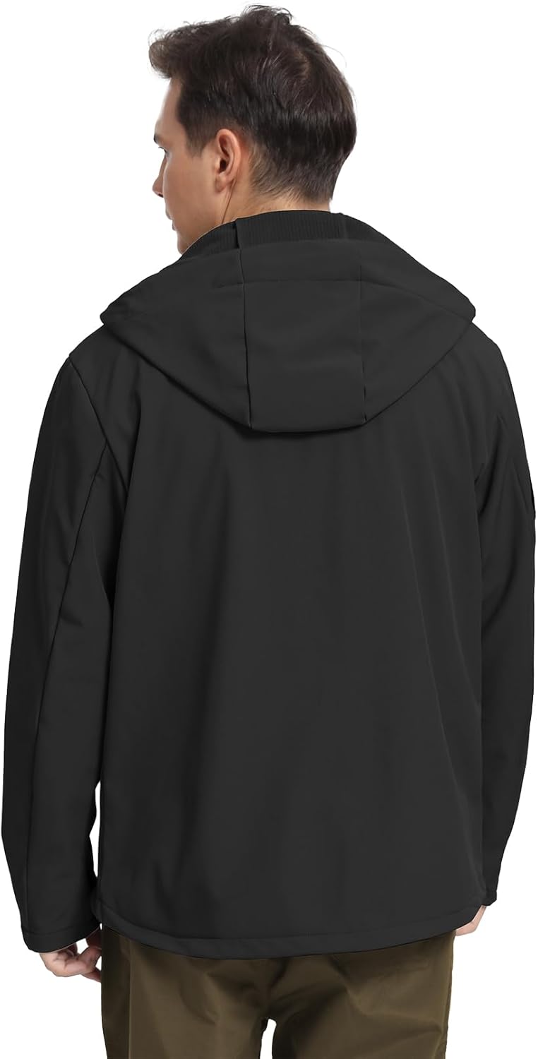 GEMYSE Men's Lightweight Rain Jacket Waterproof Raincoat Hooded Softshell Windbreaker for Outdoor Hiking Travel