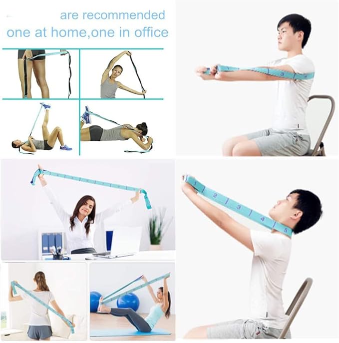 Stretching Strap with Loops - Portable Leg Stretcher Elastic Exercise Band - Flexibility Trainer Fitness Stretching Equipment for Yoga, Pilates, Ballet, Physical Therapy - 11 Loops-FlexoryFit