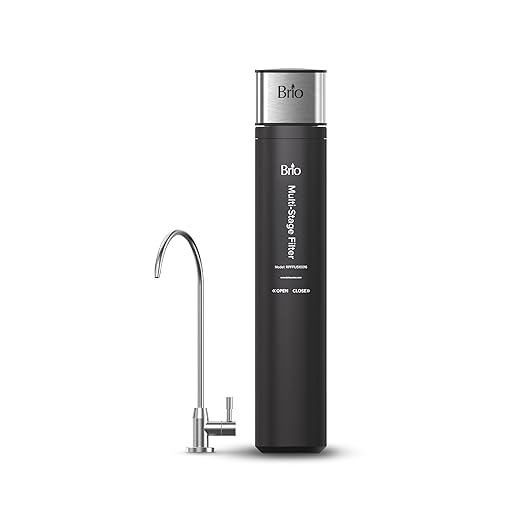 Brio 16" Undersink Water Filtration System for Sink Faucet Drinking Water | 3 Stage Single Housing Filter (0.5 Micron) with Faucet | 15,000 Gallons or 2 Years | Filters Dirt, Chlorine, Lead, Mercury+