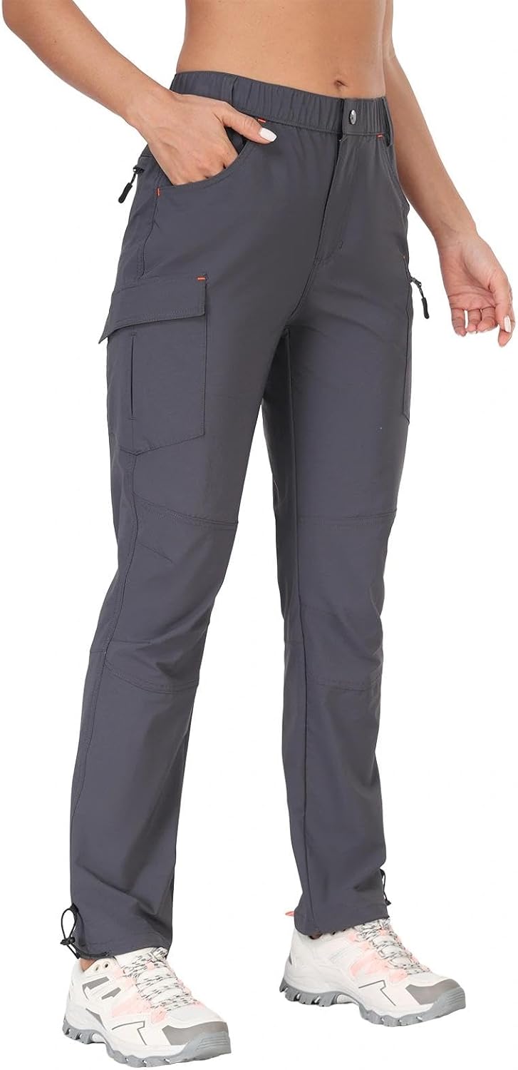 GymBrave Women's Hiking Cargo Pants Quick Dry Outdoor Camping Capris Water Resistant UPF 50 with Zipper Pockets