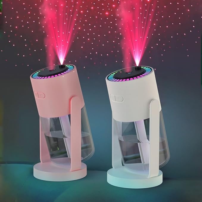 Bedroom humidifier, small humidifier with 280 ml water tank, up to 4-8 hours of operation, two modes, suitable for home, car