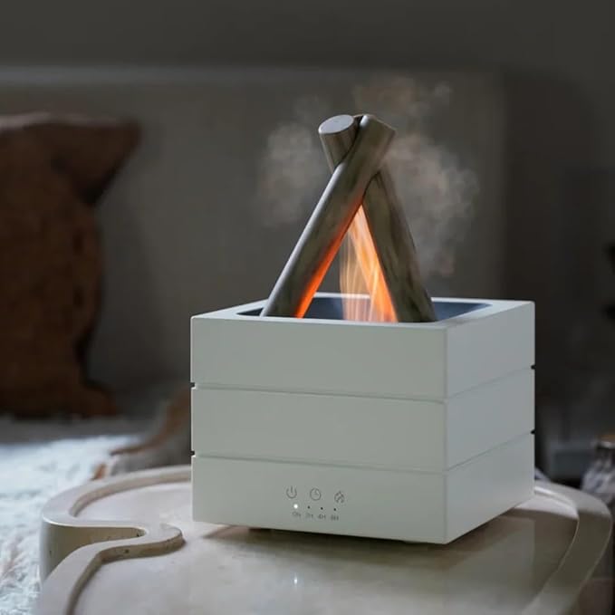 Flame Mist Flames Humidifier Essential Oil Diffuser, Bonfire Aroma Diffuser Fireplace Flame Humidifier with Remote, Cool Mist Aromatherapy Machine Night Light for Large Room Bedroom Office