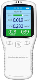 Air Quality Monitor Indoor, 5 in 1 Formaldehyde Detector, voc Meter, Detect Indoor HCHO,TVOC,AQI,PM2.5,PM10. Colorful LCD Screen & USB Charging