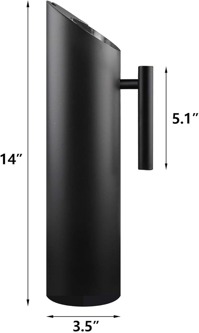 Stainless Steel Water Pitcher Black Metal Pitcher with Ice Guard Cold Drinking Carafe Jug for Juice, Beer, Milk, Ice Tea or Other Beverage by MUGLIO (70oz)