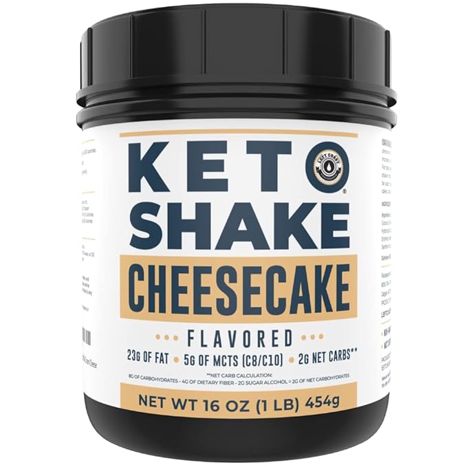 16oz Cheesecake Keto Meal Replacement Shake - Low Carb Keto Protein Powder Mix, High Fat Protein Shake with MCTs from Coconut Oil Powder, Collagen Peptides and Real USA Cream Cheese - 2 Net Carbs-FlexoryFit