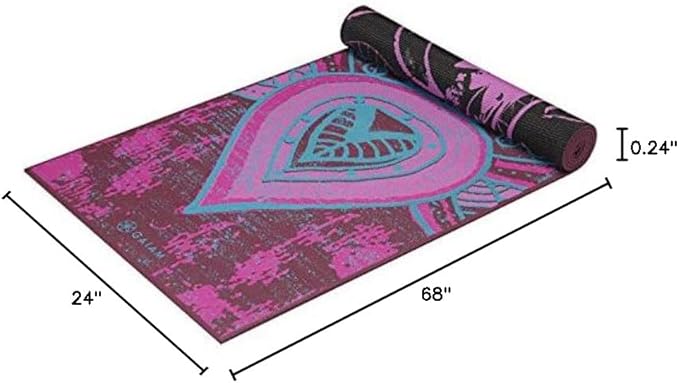 Gaiam Yoga Mat - Premium 6mm Print Reversible Extra Thick Non Slip Exercise & Fitness Mat for All Types of Yoga, Pilates & Floor Workouts (68" x 24" x 6mm Thick)-FlexoryFit