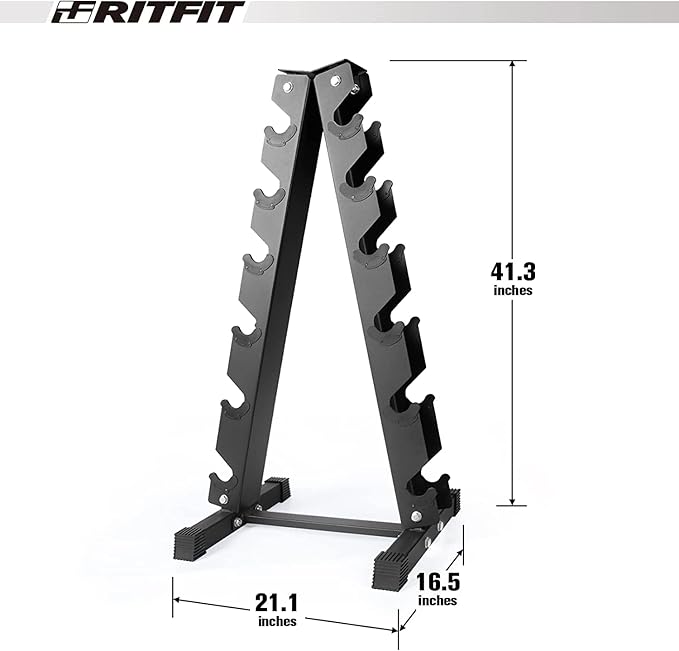 RITFIT 300/350/450/650/180/200/210 LB Rubber Hex Dumbbells Set with Optional Dumbbell Rack, Multi Weight Set to Choose, Ideal for Home Gym and Fitness-FlexoryFit