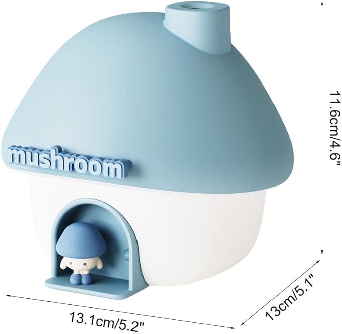 Mushroom Humidifier, 300ML Mist Humidifier, Portable Air Humidifer with Night Light for Bedroom Office Car