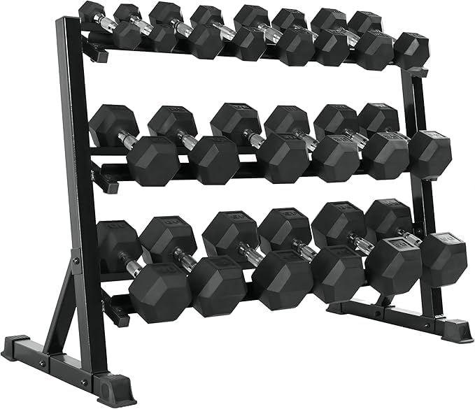 Ritafer 350-550 lbs Hex Weight Dumbbell Set with Rack 5-50 lbs Hand Weights for Strength Training for Home Gyms Rubber Iron Coated Dumbbells Exercise & Fitness Equipment to Training Strength Muscle-FlexoryFit