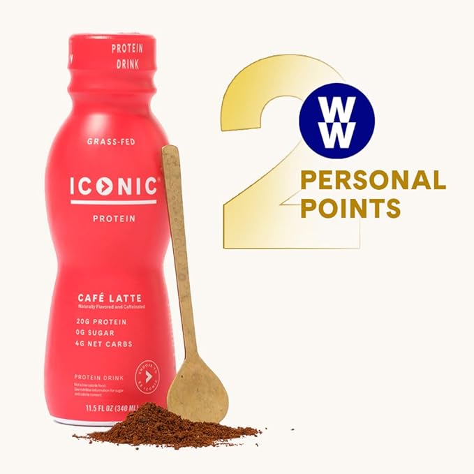 Iconic Protein Drinks, Café Latte (12 Pack) - Sugar Free & Low Carb - 20g Protein + 100mg Caffeine - Lactose Free, Gluten Free - Keto Friendly Protein Coffee-FlexoryFit