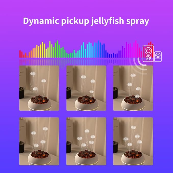 Dynamic Jellyfish Air Humidifier & Jellyfish Essential Oil Diffuser for Home,Office, Yoga - 7 Color-Changing Lights ，Remote Control ，4H/8H Timer Setting, Auto Shut-Off 250ml