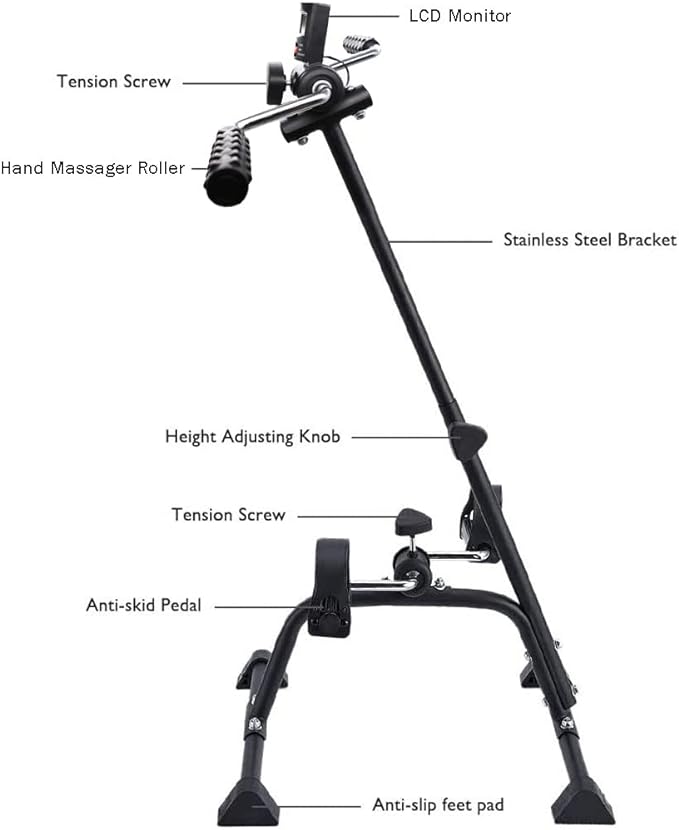 Pedal Exerciser Bike Hand Arm Leg and Knee Peddler Adjustable Fitness Equipment for Seniors, Elderly Home Pedal Exercise Bike for Total Body, with Gift Box & Monitor-FlexoryFit