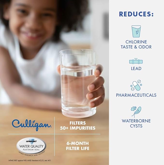 Culligan CUW1 Refrigerator Water Filter Replacement for Whirlpool Water Filter 1 (EDR1RXD1) Replace Every 6 Months Pack of 4