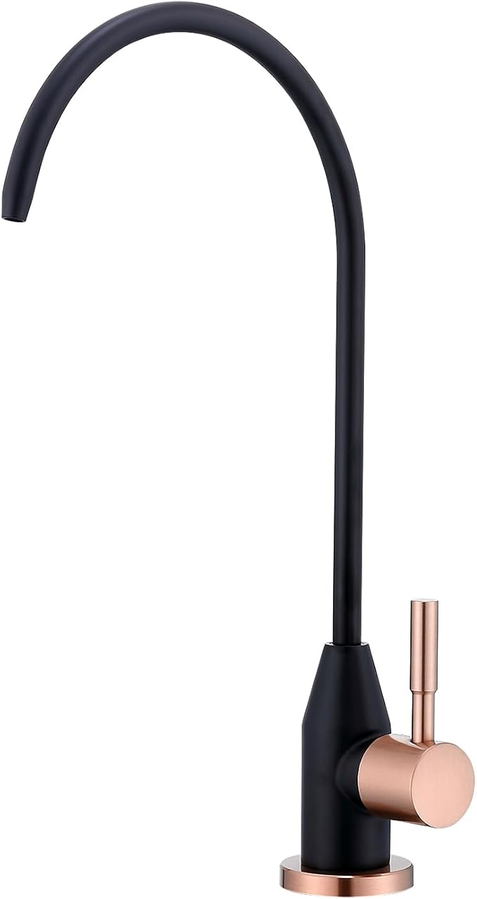 Drinking Water Faucet, Black and Red Copper RO Faucet Stainless Steel for Under Sink Water Filter System Reverse Osmosis Non-Air Gap for Kitchen