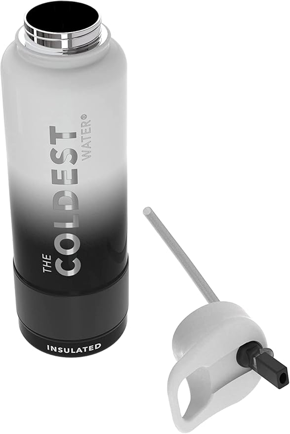 Coldest Insulated Water Bottle with Straw Lid - Stainless Steel Metal Insulated Bottle for Men & Women (Hyperspace White, 40 oz)