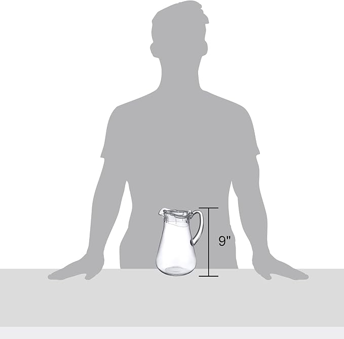 Amazing Abby - Droply - Plastic Pitcher (64 oz, 2 Quart), Clear Water Pitcher with Lid, Fridge Jug, BPA-Free, Shatter-Proof, Great for Iced Tea, Sangria, Lemonade, Juice, Milk, and More