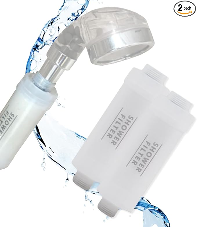 2 Packs Korea Made Shower Filter - Remove Toxic Chemicals, Hard Water & Chlorine - Showerhead Filter for Shower Head - Fits All Shower Types - Superior Water Filtration for Healthier Skin