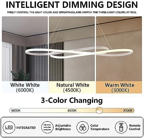 Led Pendant Lights for Kitchen Island Pendant Light Dining Room Chandelier Light Fixture, Dimmable Modern Led Chandelier,Adjustable Height Music Note Shape Modern Ceiling Light Fixture